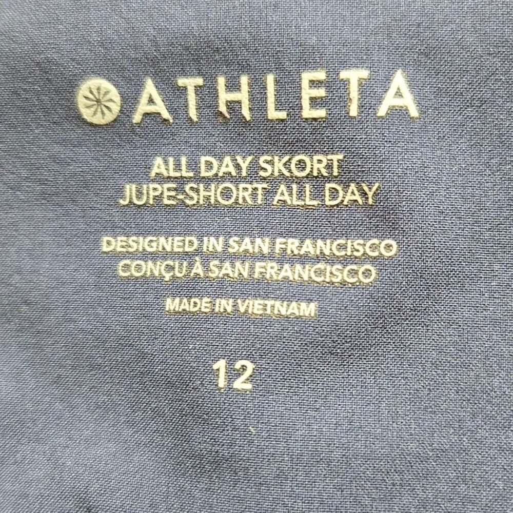 Athleta All Day Skort 12 Navy Blue Athletic Skirt Shorts Travel Athleisure Beach - Picture 9 of 11